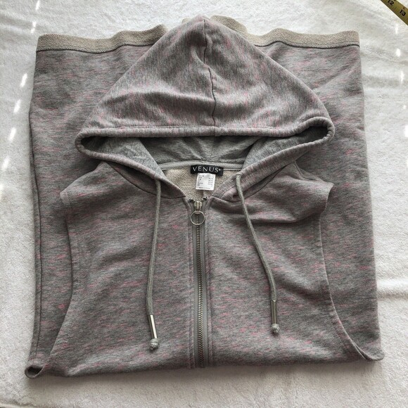 VENUS WOMENS SIZE SMALL ROMPER SHORT JUMP SUIT GRAY/PINK SLEVELESS HOODI WG - Picture 6 of 10